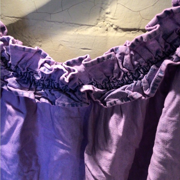 SaleRare Free People off shoulder acid wash denim top - Picture 2 of 5